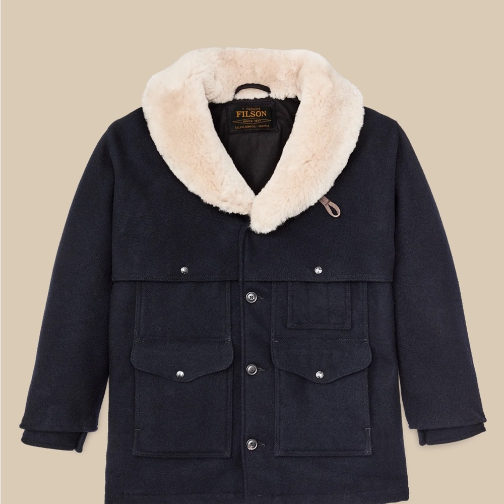 Filson LINED MACKINAW WOOL PACKER COAT with shearling collar - Picture 3 of 10